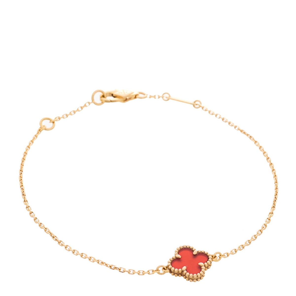 Van Cleef & Arpels 18K Rose Gold Carnelian Sweet Alhambra Bracelet