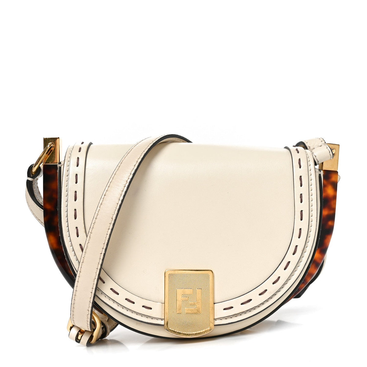 Fendi Vitello King Plexiglass Moonlight Shoulder Bag White Ice 1905518