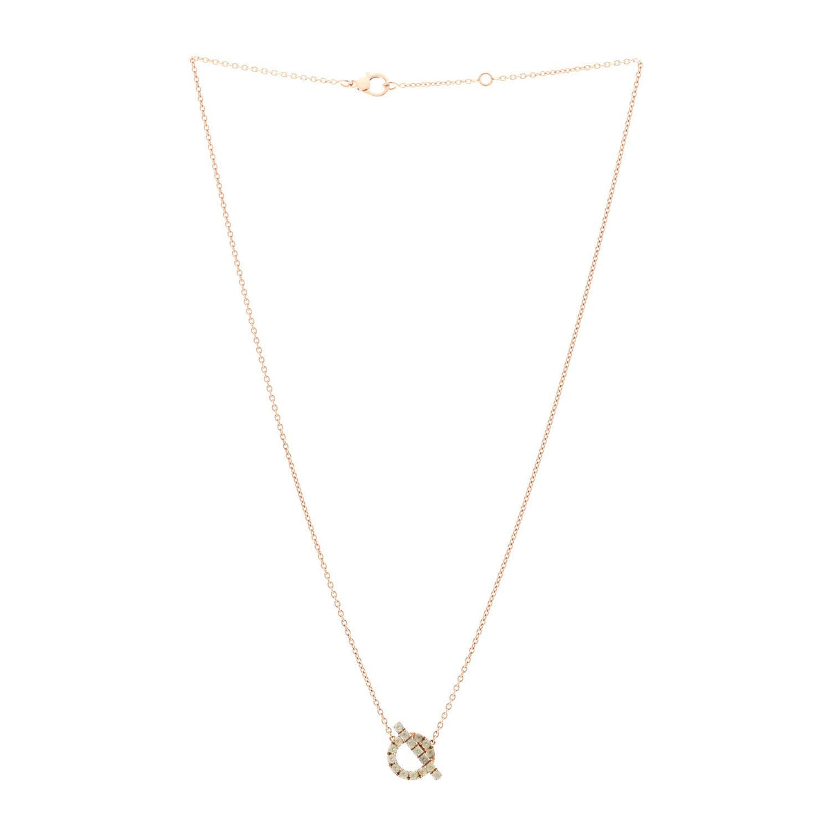 Hermes 18K Rose Gold Green Sapphire Finesse Pendant Necklace