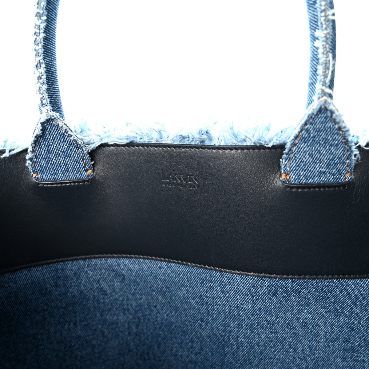 Lanvin Denim Logo Embroidered In & Out GM Tote Bag Blue