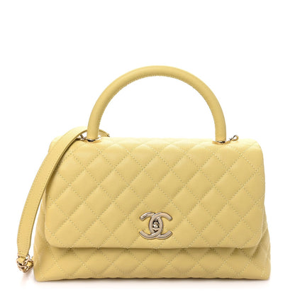 Chanel Caviar Quilted Small Coco Handle Flap Yellow