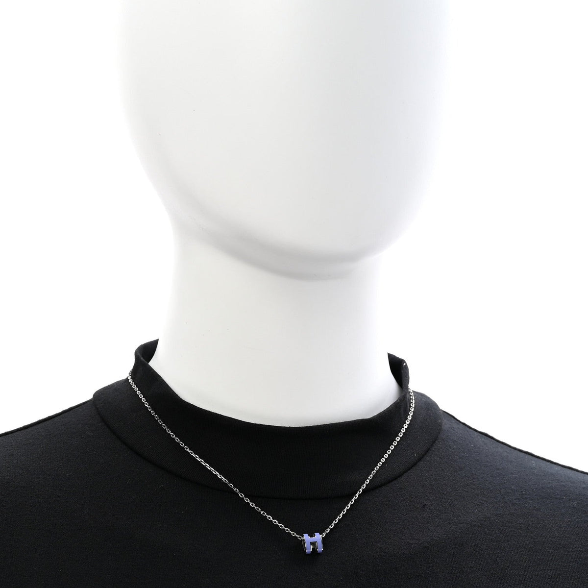 Hermes Palladium Lacquered Mini Pop H Pendant Necklace Lilas