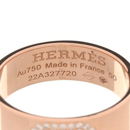 Hermes 18K Rose Gold Diamond PM H D'Ancre Ring 50 5.5