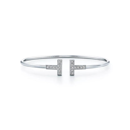 18K Gold Diamonds Tiffany T Diamond Wire Bracelet