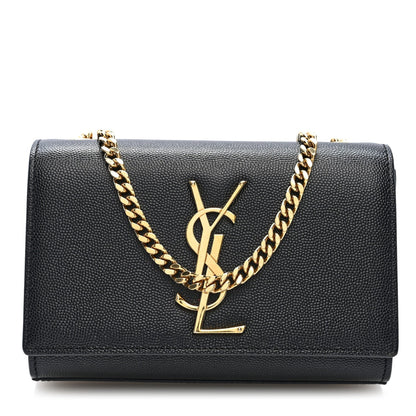 Saint Laurent Grain De Poudre Small Monogram Kate Satchel Black