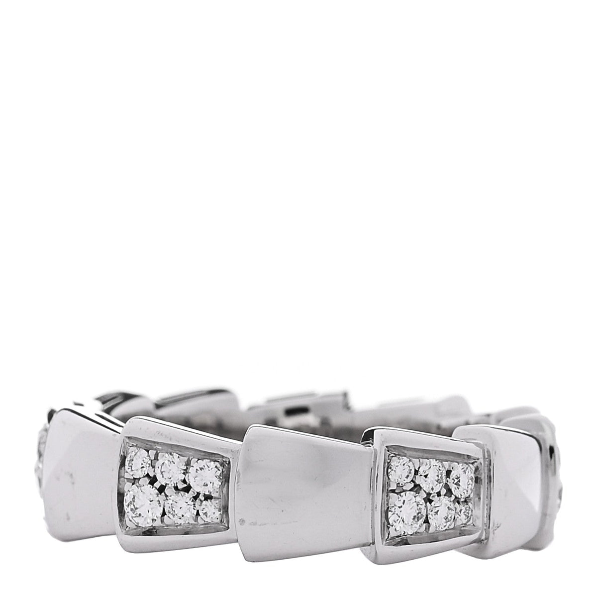 Bulgari 18K White Gold Diamond Serpenti Band Ring 53 6.5