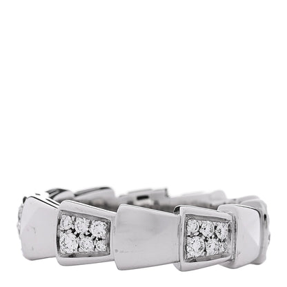 Bulgari 18K White Gold Diamond Serpenti Band Ring 53 6.5