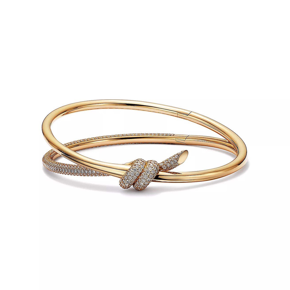 18K Gold Diamond Tiffany Knot Double Row Bracelet