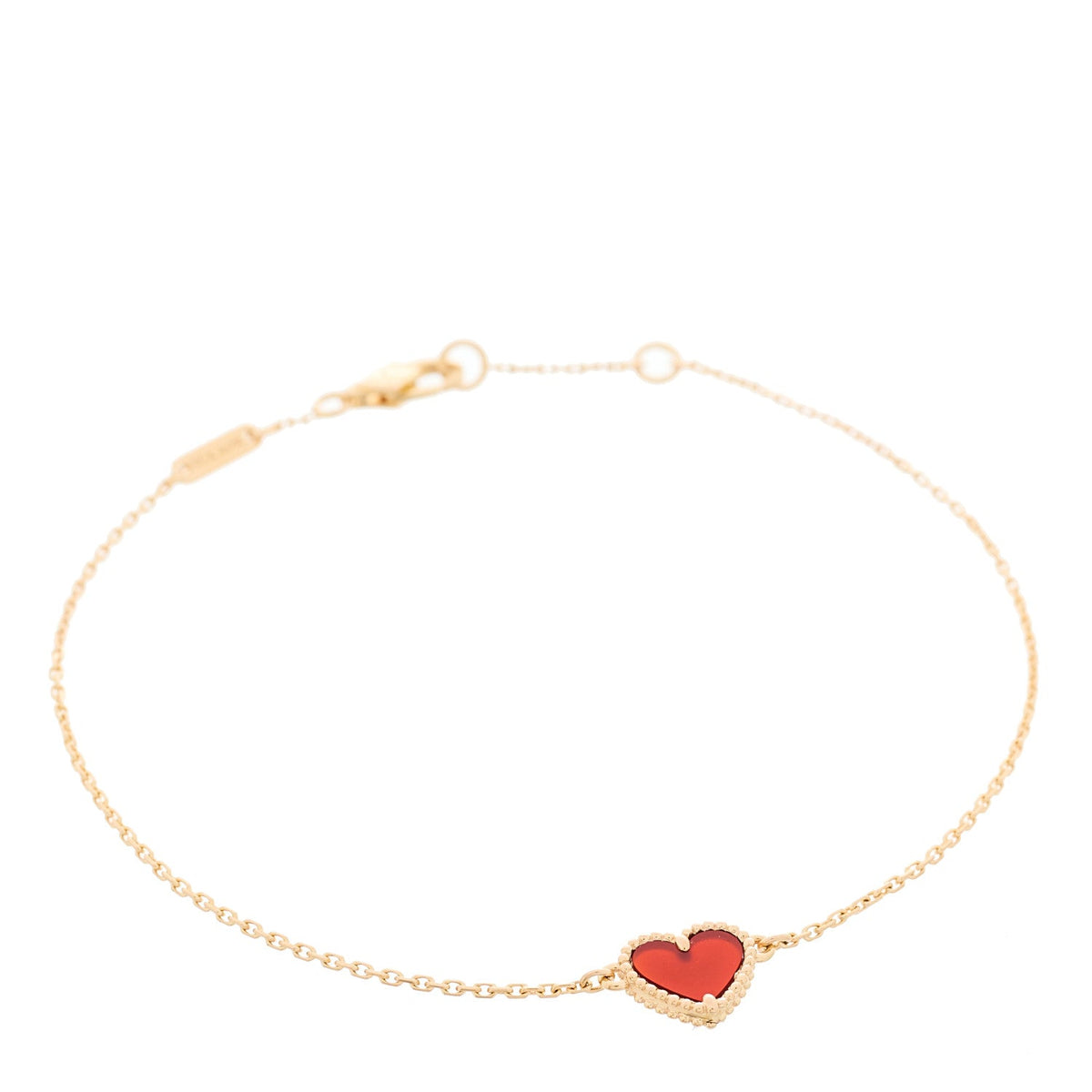 Van Cleef & Arpels 18K Rose Gold Carnelian Sweet Alhambra Heart Bracelet