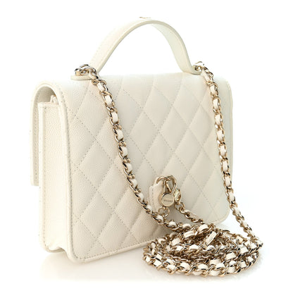 Chanel Caviar Quilted Top Handle Mini 25 Backpack White