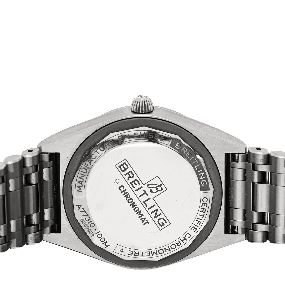 Breitling Stainless Steel Diamond 32mm Chronomat Quartz Watch Silver A77310