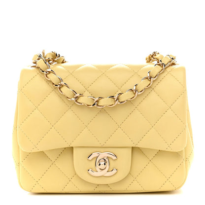 Chanel Lambskin Quilted Mini Square Flap Bag Light Yellow 1871452