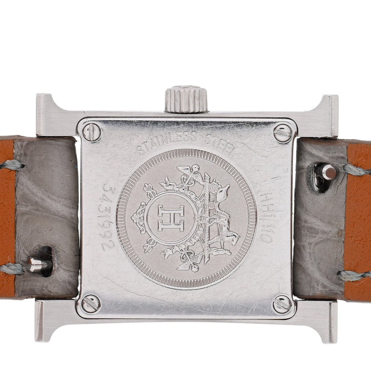 Hermes Stainless Steel Diamond 17.2mm Heure H Watch Gris Perle