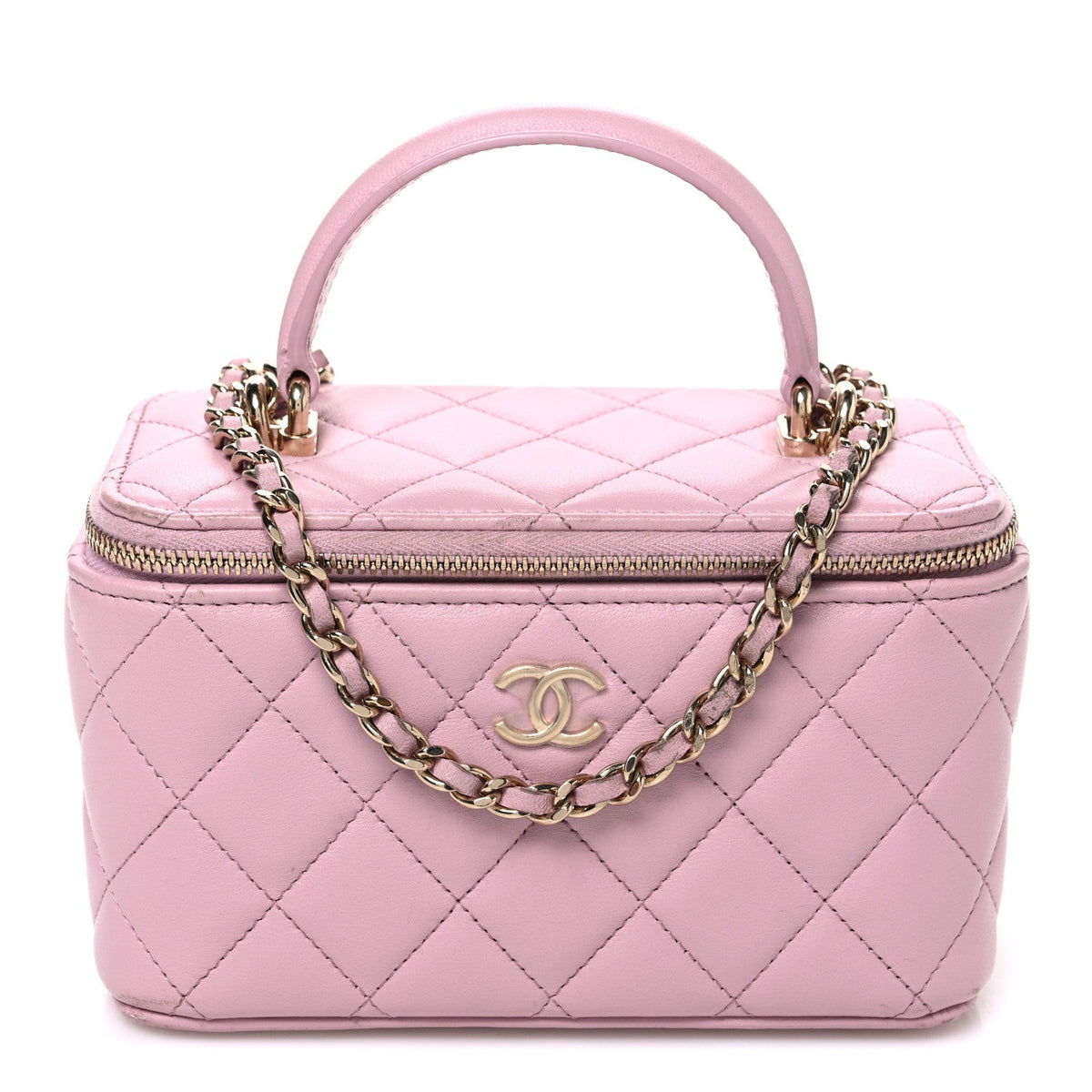 Chanel Lambskin Quilted Small Top Handle Vanity Case Light Pink 1985279