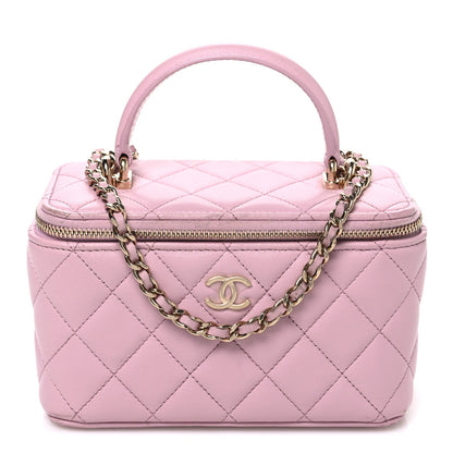 Chanel Lambskin Quilted Small Top Handle Vanity Case Light Pink 1985279