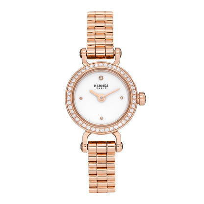 Hermes 18K Rose Gold Diamond 16mm Faubourg Quartz Watch