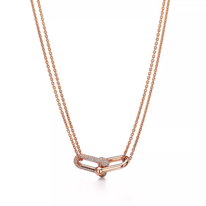 18K Gold Diamond Tiffany Hardwear Large Double Link Pendant