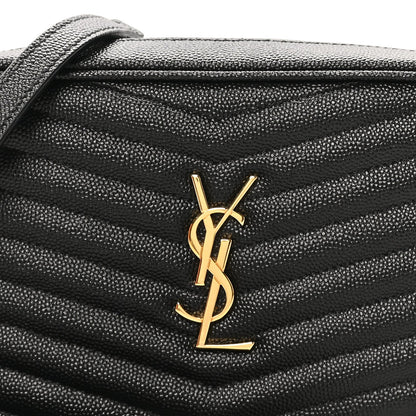 Saint Laurent Grain De Poudre Matelasse Monogram Mini Lou Camera Bag Black