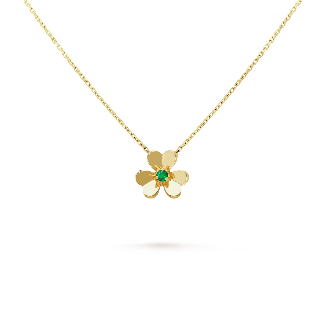18K Yellow Gold Emerald VCA Frivole Mini Pendant