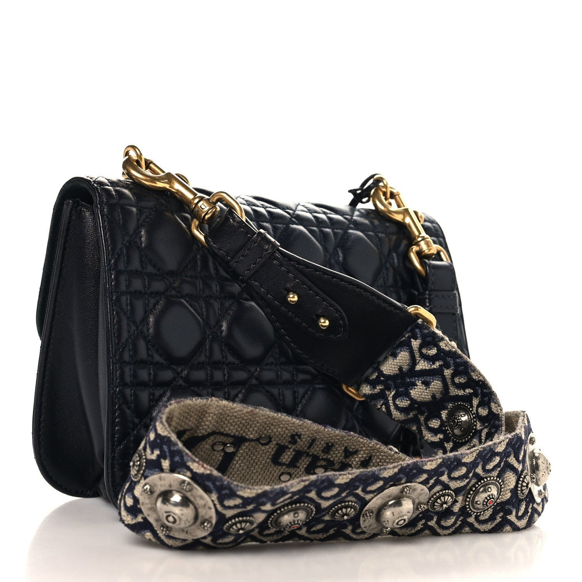 Christian Dior Lambskin Cannage Large Dioraddict Flap Black