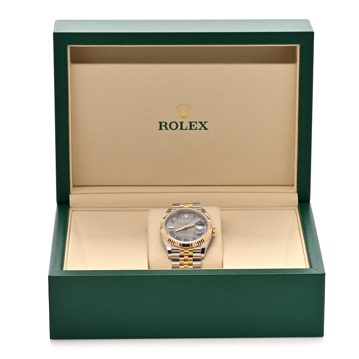 Rolex Stainless Steel 18K Yellow Gold 36mm Datejust Watch Slate 126233