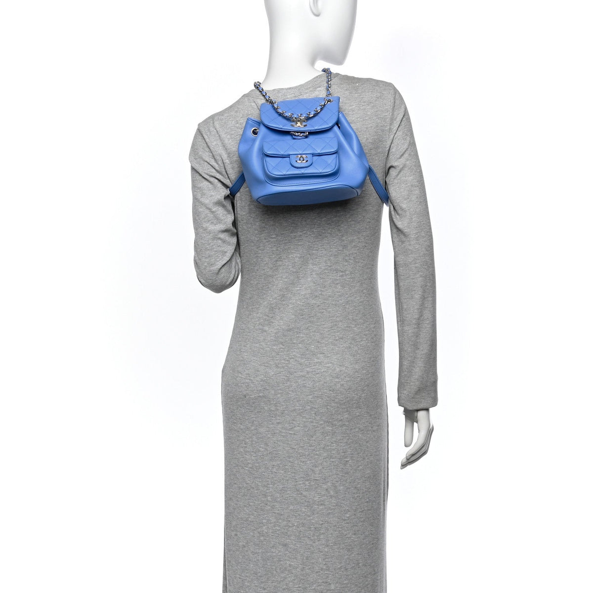 Chanel Lambskin Quilted Small Duma Drawstring Backpack Blue