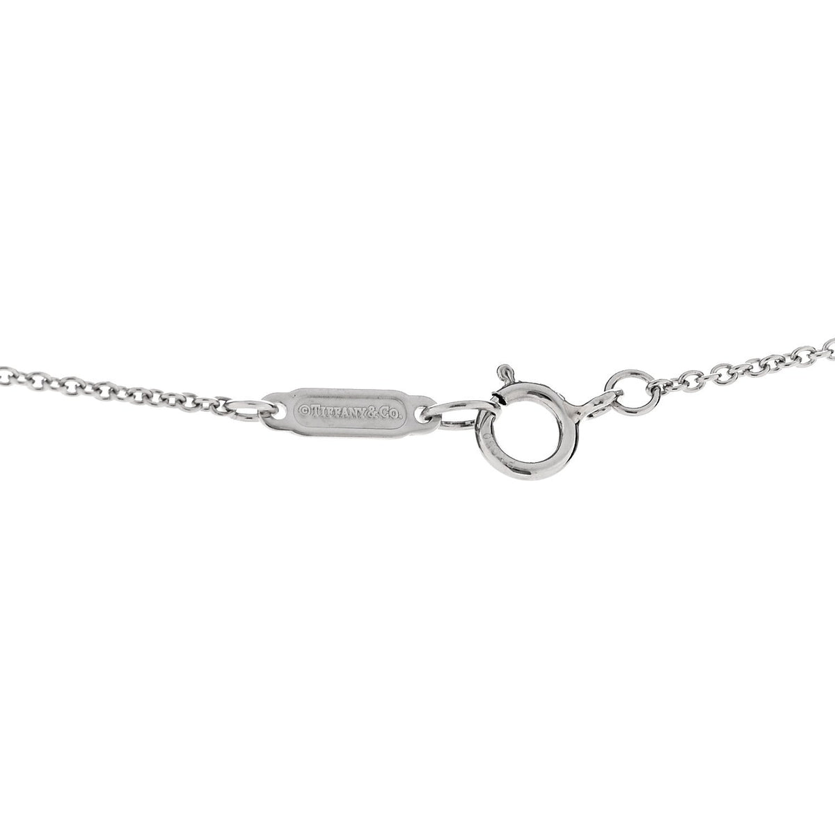 Tiffany Platinum Diamond Fleur de Lis Key Bar Pendant Necklace