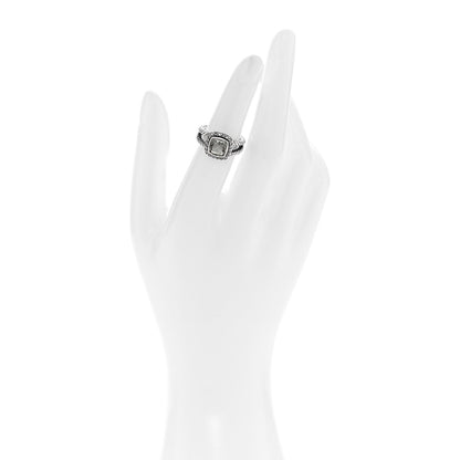 David Yurman Sterling Silver Diamond Prasiolite 7mm Petite Albion Ring 48 4.5