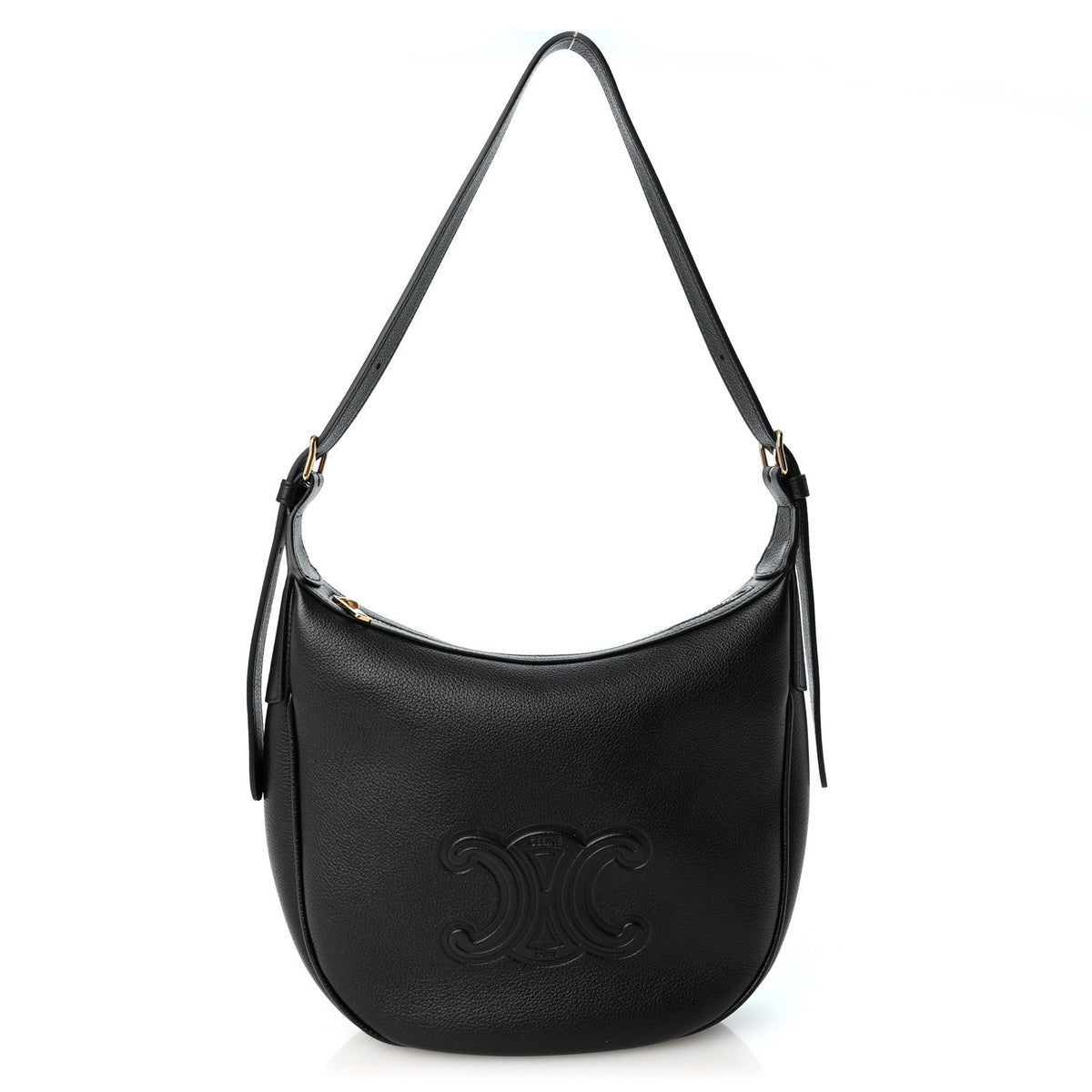 Celine Supple Calfskin Cuir Triomphe Small Heloise Shoulder Bag Black