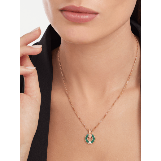 18K Rose Gold Diamond Malachite Necklace