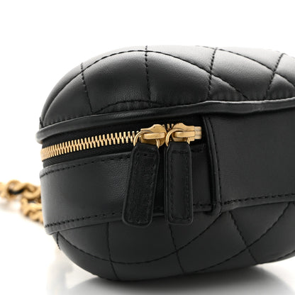 Chanel Lambskin Quilted CC Bubble Vanity Case With Chain Black