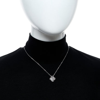 Van Cleef & Arpels 18K White Gold Guilloche Vintage Alhambra Pendant Necklace
