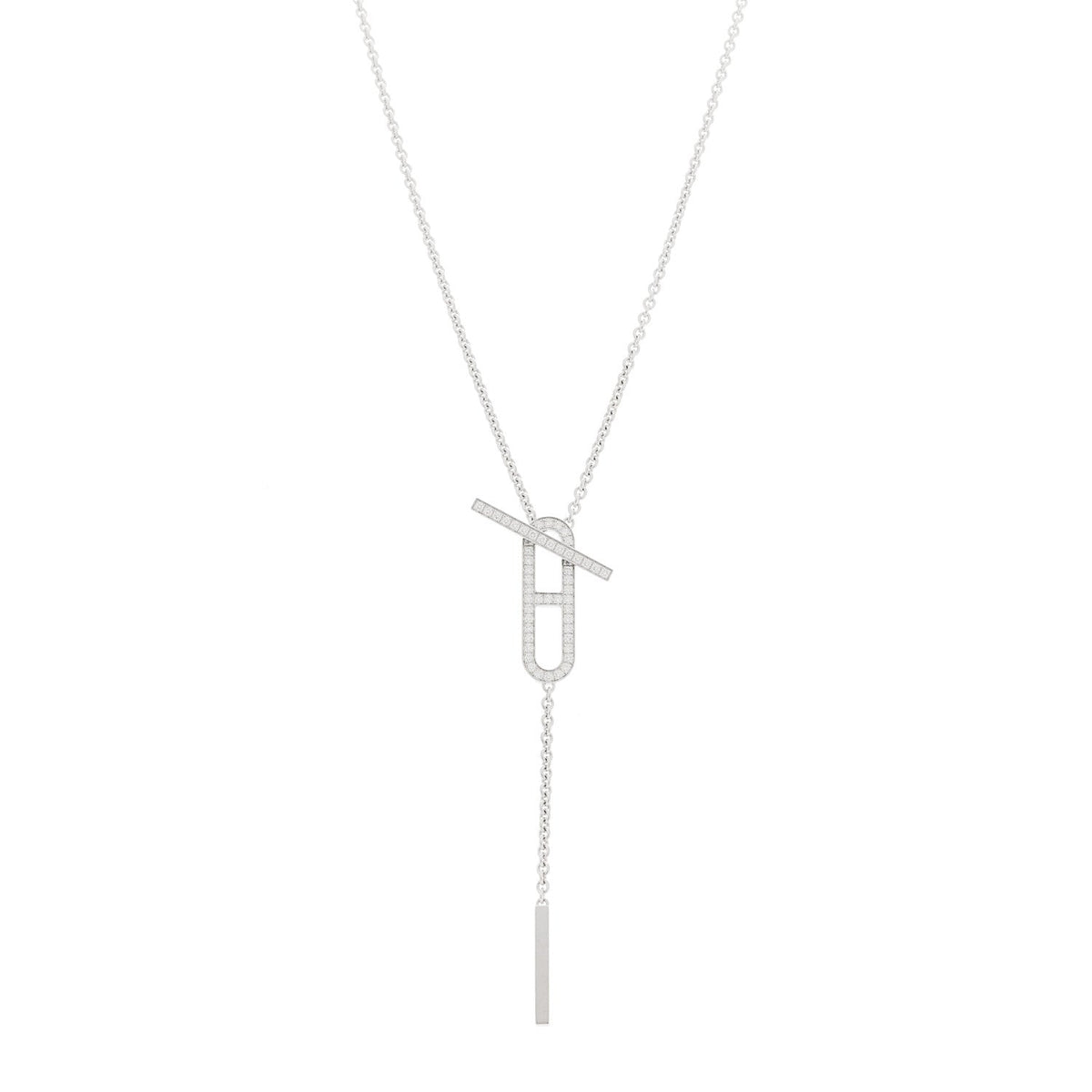 Hermès 18K White Gold Diamond PM Ever Chaîne d'Ancre Necklace
