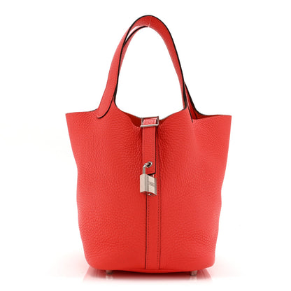 Hermes Taurillon Clemence Picotin Lock 18 PM Rouge Pivoine 1976701