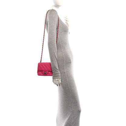 Chanel Lambskin Quilted Mini Square Flap Dark Pink