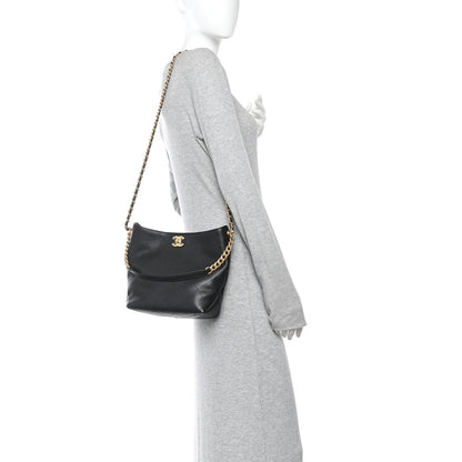 Chanel Caviar Quilted Hobo Black