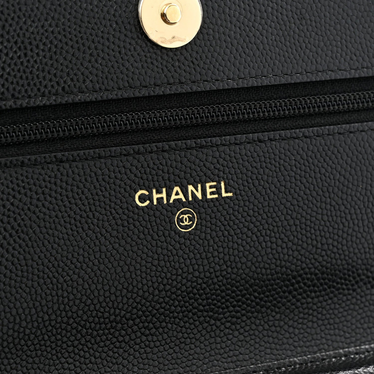Chanel Caviar Quilted French New Wave Chain CC Wallet On Chain WOC Black