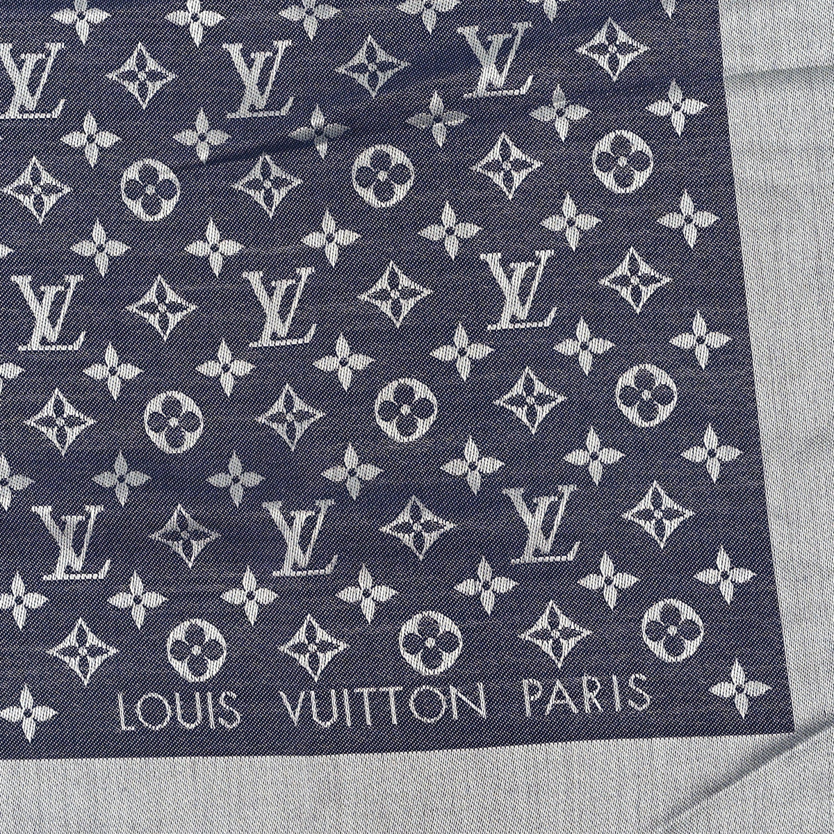 Louis Vuitton Silk Wool Monogram Denim Shawl Blue 1983763