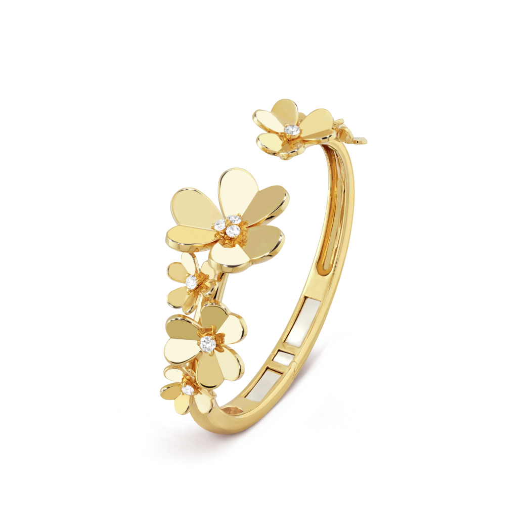18K Gold Diamond VCA Frivole 7 Flowers Bracelet