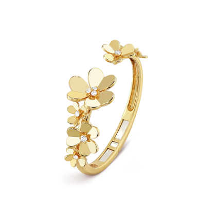 18K Gold Diamond VCA Frivole 7 Flowers Bracelet