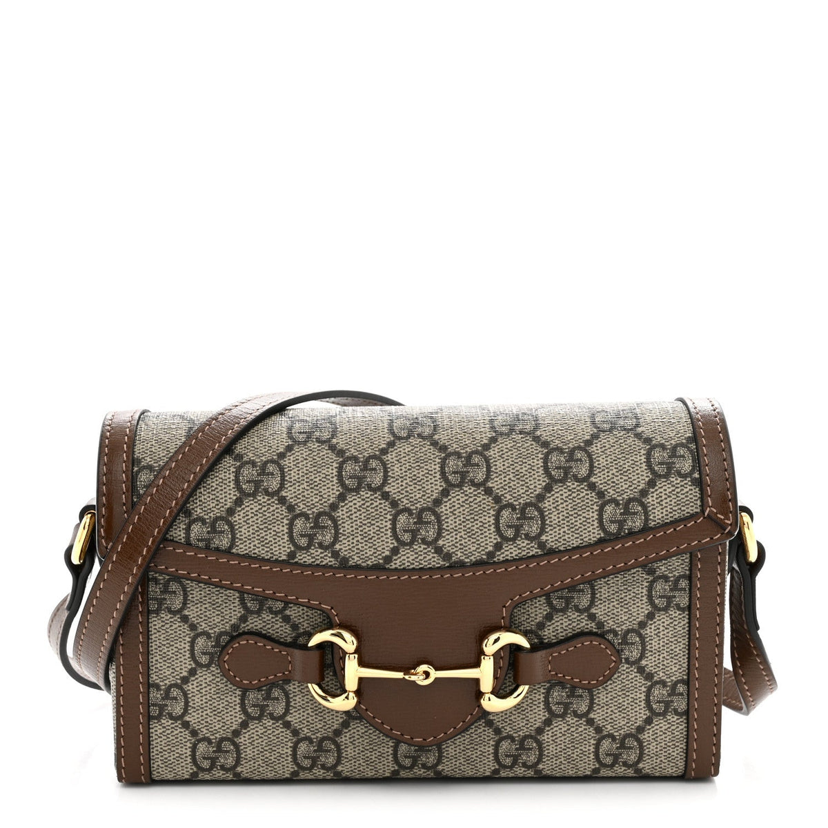 Gucci GG Supreme Monogram Mini Horsebit 1955 Shoulder Bag Beige Brown Sugar 1983200