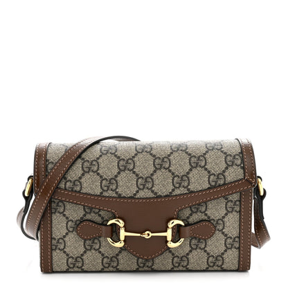 Gucci GG Supreme Monogram Mini Horsebit 1955 Shoulder Bag Beige Brown Sugar 1983200