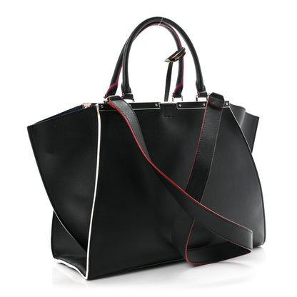 Fendi Vitello Dolce Shiny Nappa Petite 3Jours Tote Black Iris