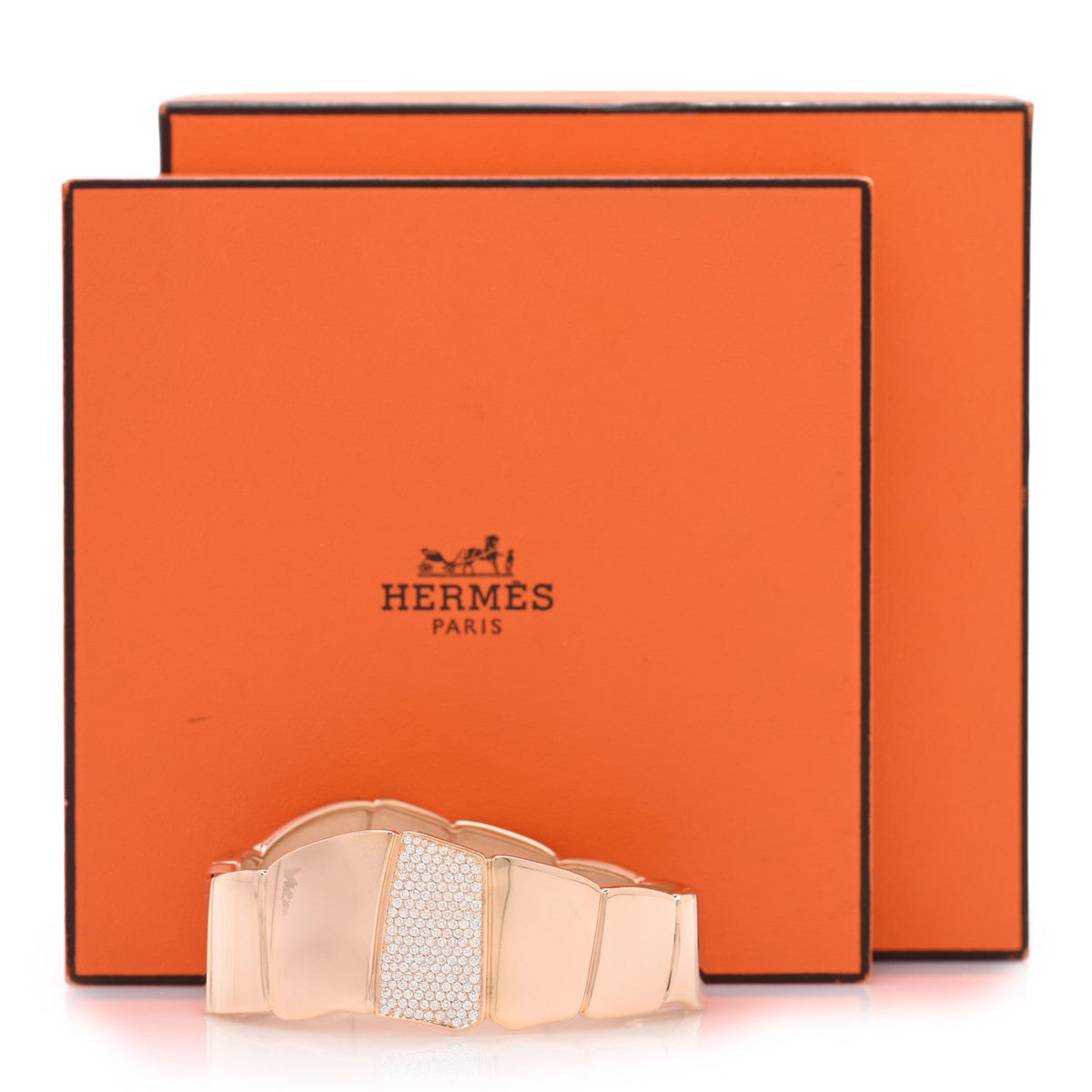 Hermes 18K Rose Gold Diamond Niloticus Bracelet ST