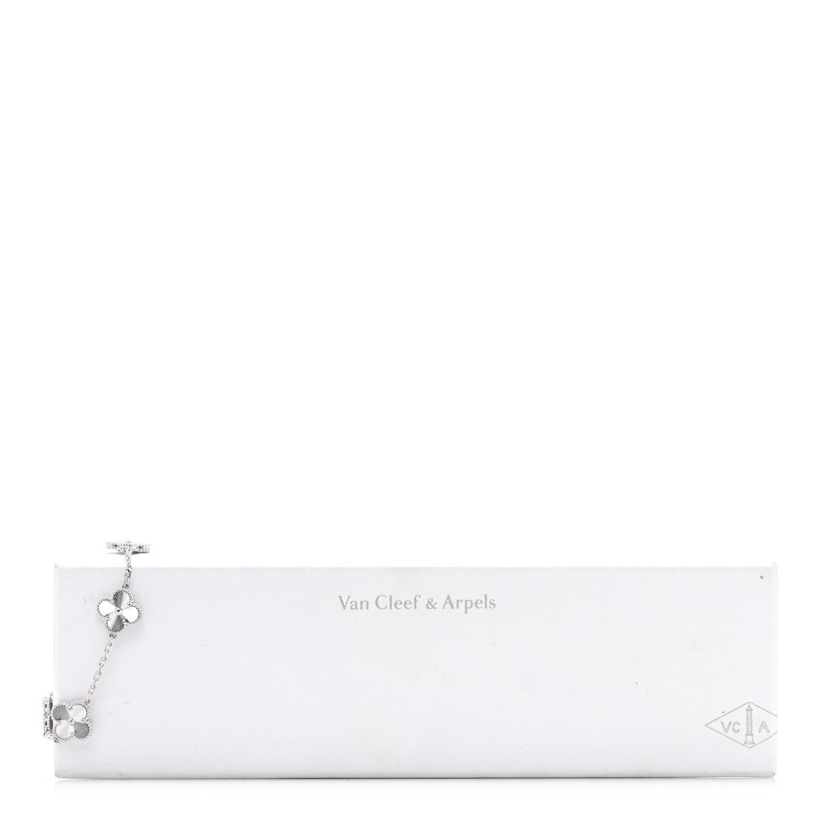 Van Cleef & Arpels 18K White Gold 5 Motifs Guilloche Vintage Alhambra Bracelet