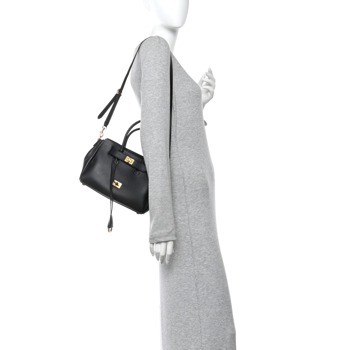 Balenciaga Smooth Calfskin Mini Bel Air Carry All Bag Black