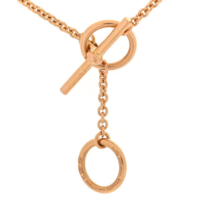 Hermes 18K Rose Gold Diamond TPM Vertige Coeur Necklace