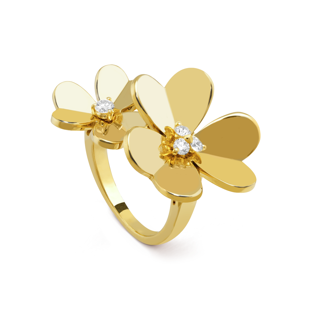 18K Yellow Gold Diamond VCA Frivole Between the Finger Ring