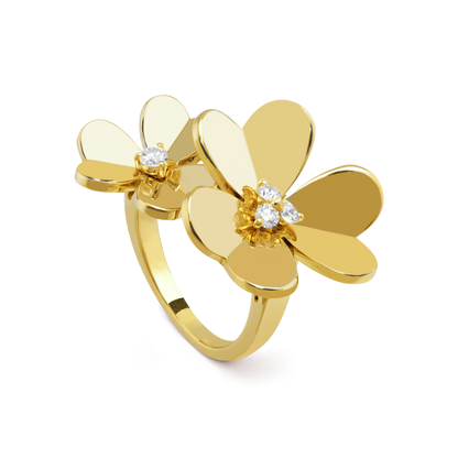 18K Yellow Gold Diamond VCA Frivole Between the Finger Ring