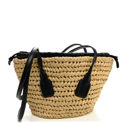 Bottega Veneta Raffia Calfskin Small Arco Basket Black 1945702